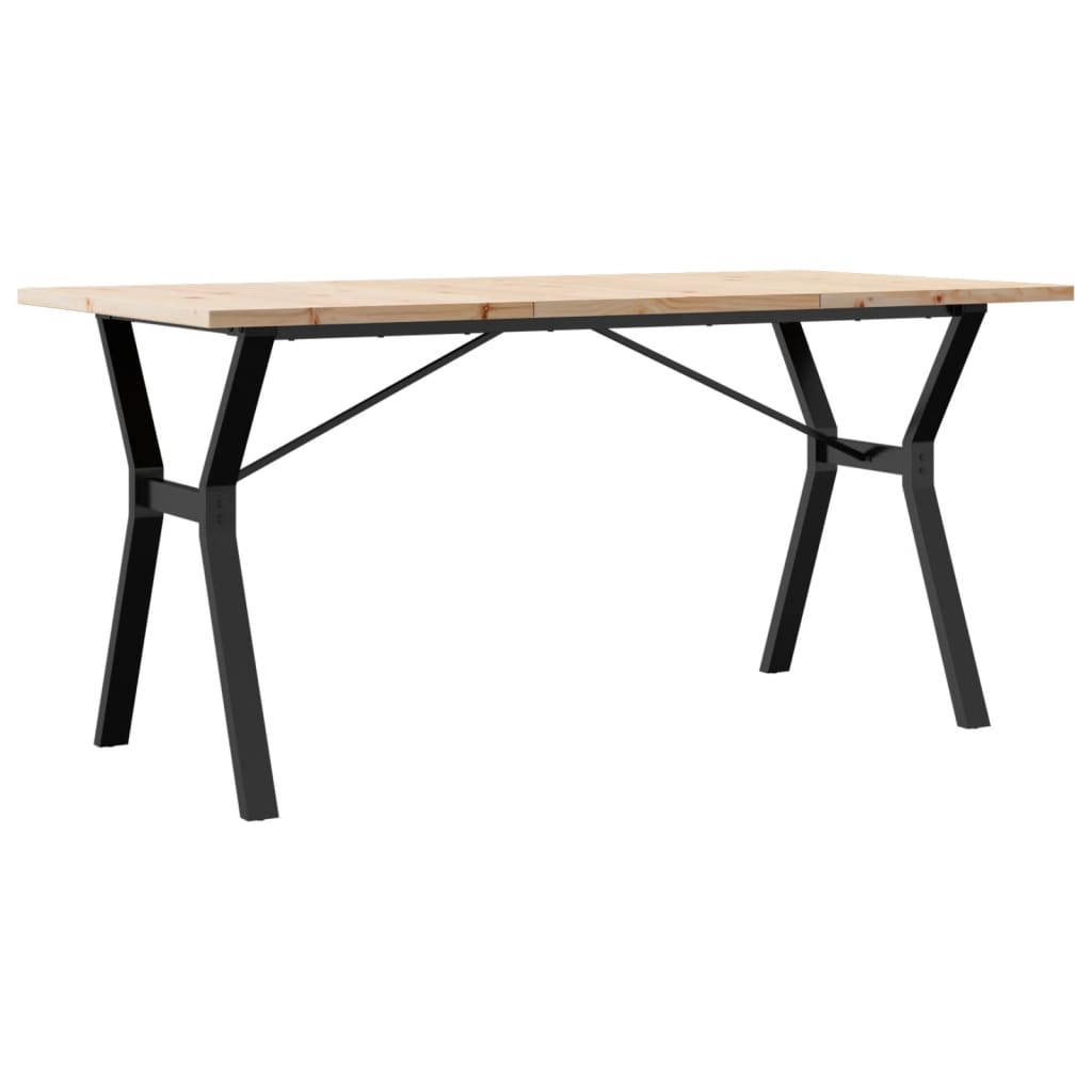Solid Wood Pine & Steel Dining Table Y-Frame 140x80x75.5 cm