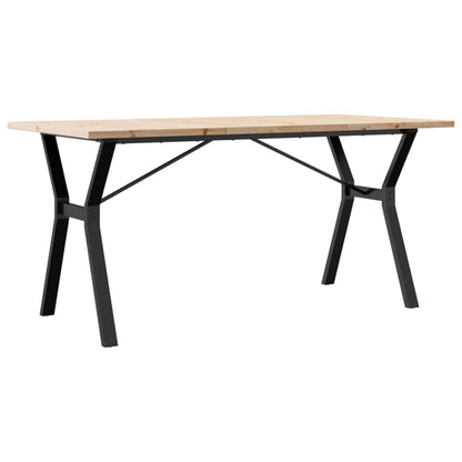 Solid Wood Pine & Steel Dining Table Y-Frame 140x80x75.5 cm