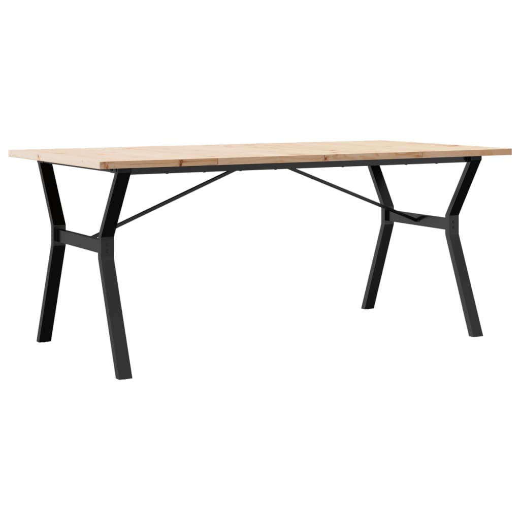 Solid Wood & Steel Dining Table Y-Frame 180x90x75.5 cm Pine