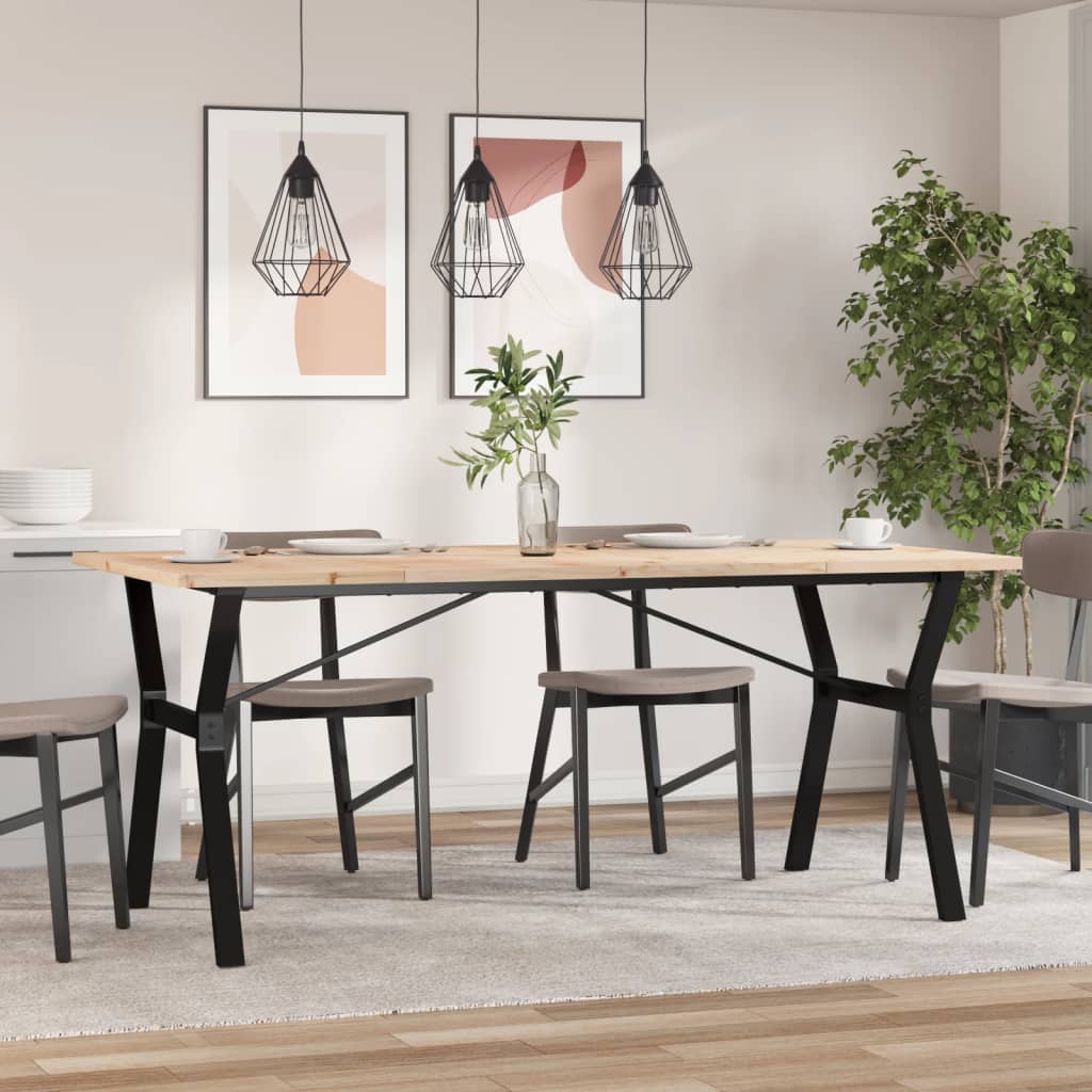 Solid Wood & Steel Dining Table Y-Frame 180x90x75.5 cm Pine