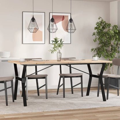 Solid Wood & Steel Dining Table Y-Frame 180x90x75.5 cm Pine