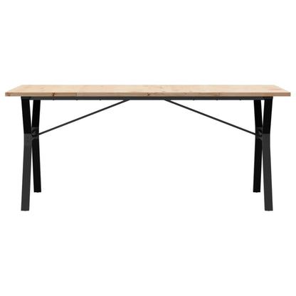 Solid Wood & Steel Dining Table Y-Frame 180x90x75.5 cm Pine