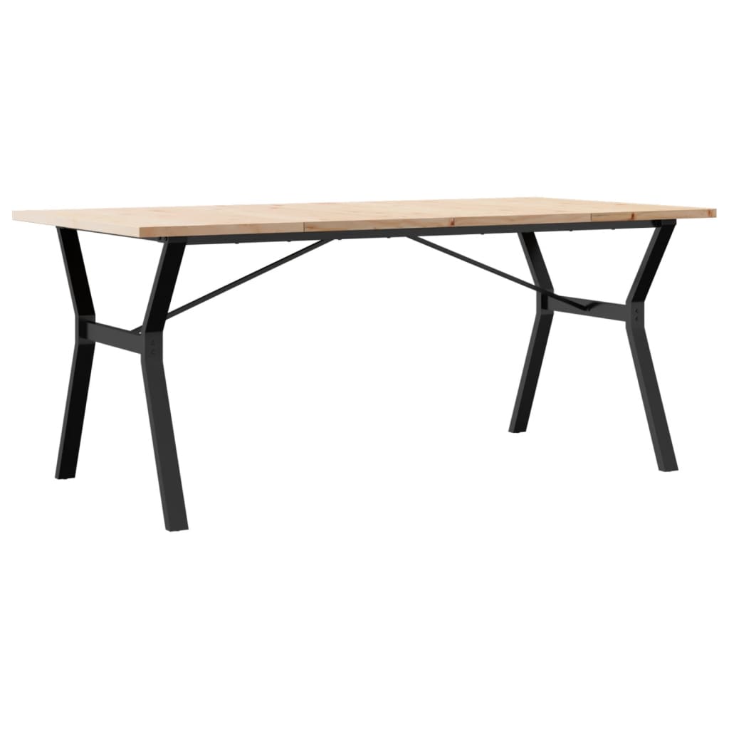 Solid Wood & Steel Dining Table Y-Frame 180x90x75.5 cm Pine
