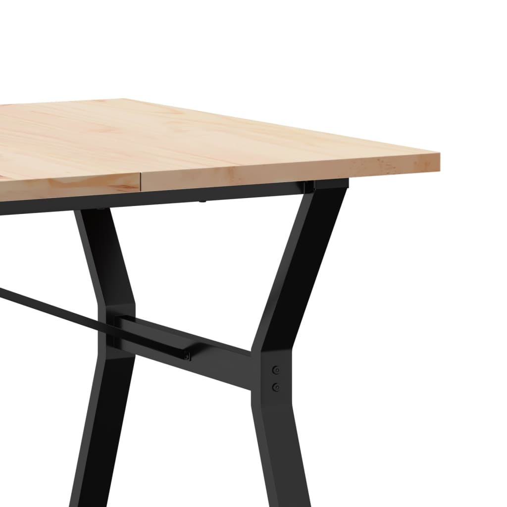 Solid Wood & Steel Dining Table Y-Frame 180x90x75.5 cm Pine