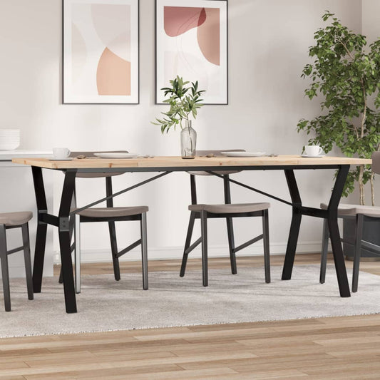 Solid Wood & Steel Dining Table Y-Frame 180x90x75.5 cm Pine