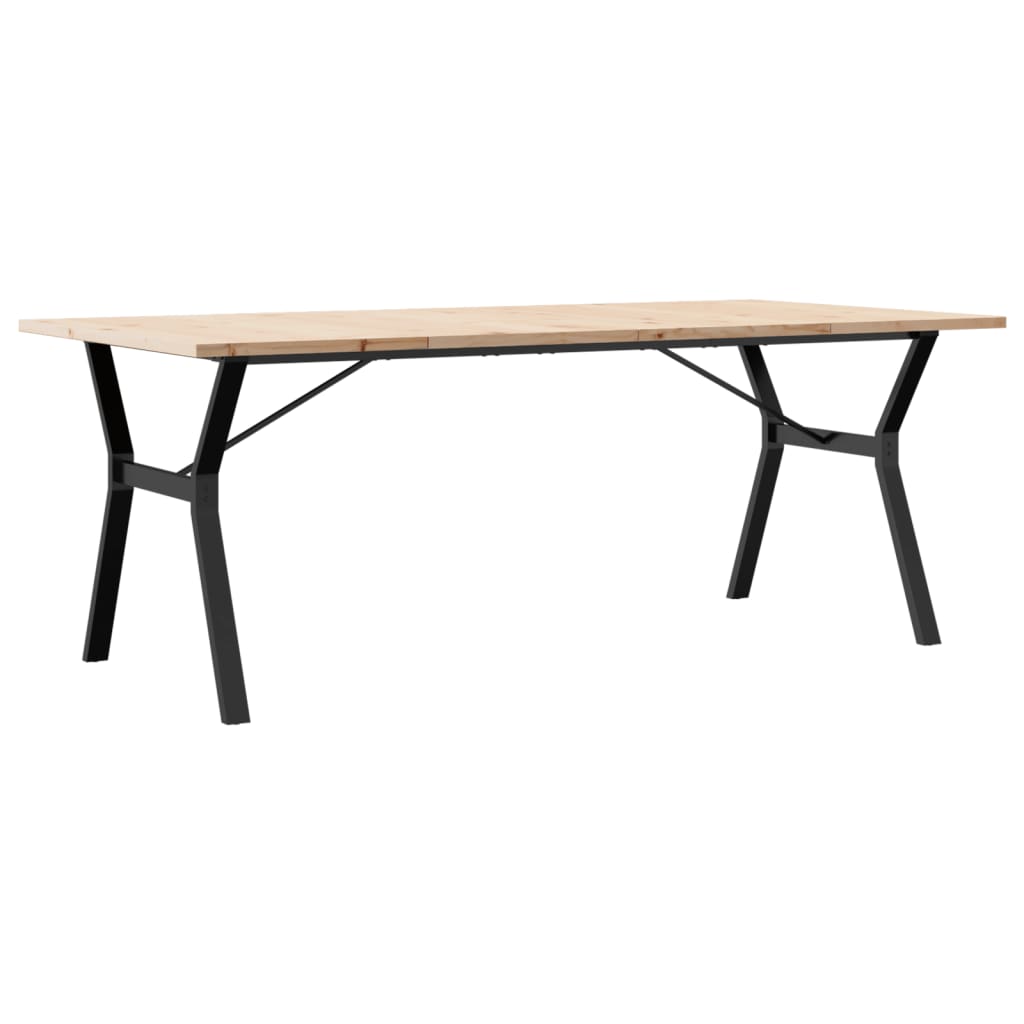 Solid Pine & Steel Dining Table Y-Frame 200x100x75.5 cm