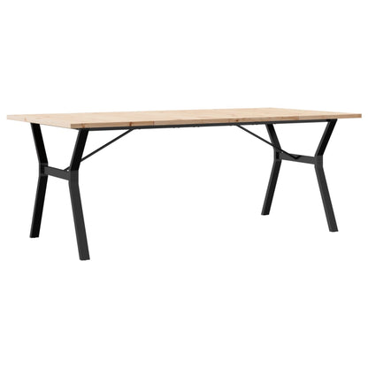 Solid Pine & Steel Dining Table Y-Frame 200x100x75.5 cm