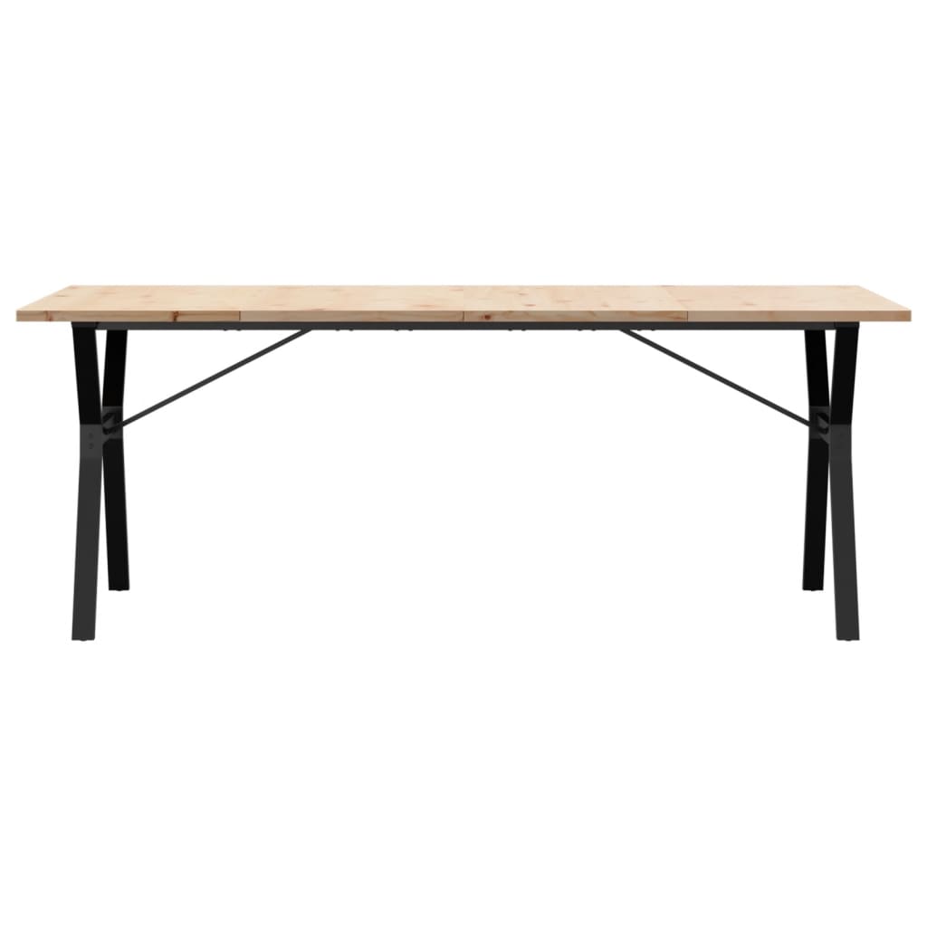 Solid Pine & Steel Dining Table Y-Frame 200x100x75.5 cm