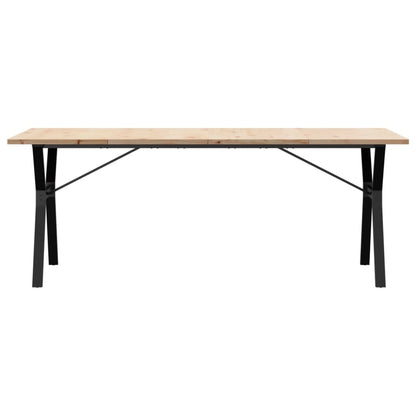 Solid Pine & Steel Dining Table Y-Frame 200x100x75.5 cm