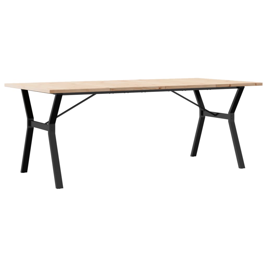 Solid Pine & Steel Dining Table Y-Frame 200x100x75.5 cm
