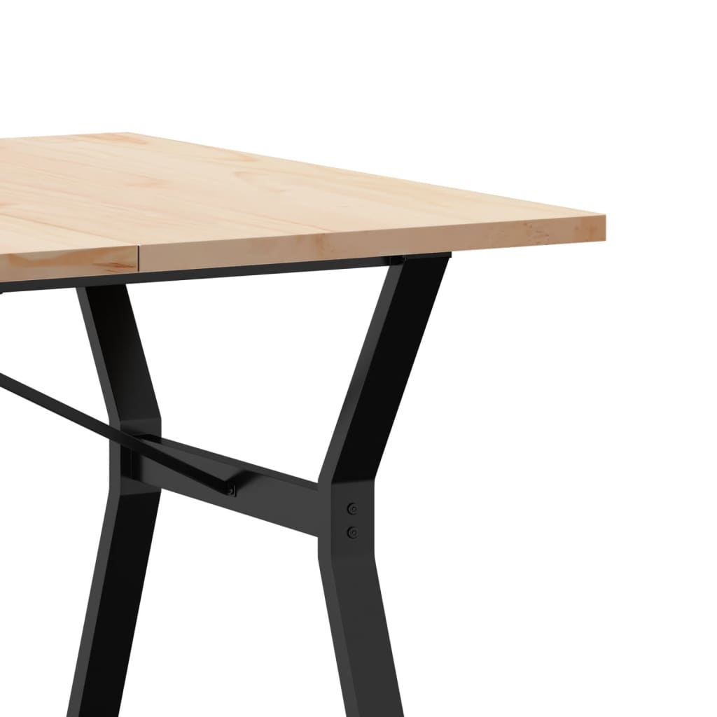 Solid Pine & Steel Dining Table Y-Frame 200x100x75.5 cm