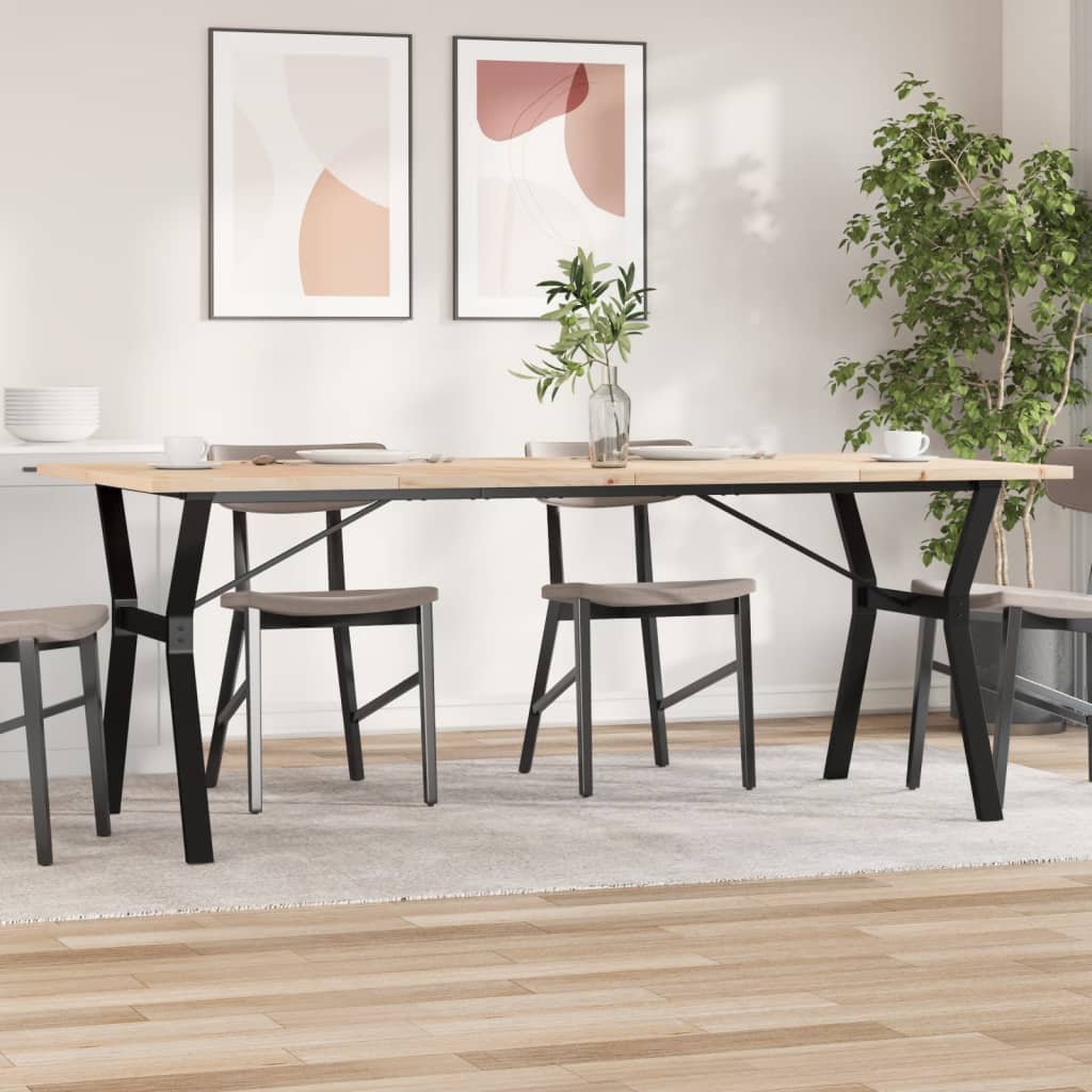 Solid Pine & Steel Dining Table Y-Frame 200x100x75.5 cm