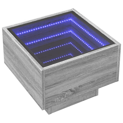 Side Table with LED Grey Sonoma 40x40x30 cm Engineered Wood