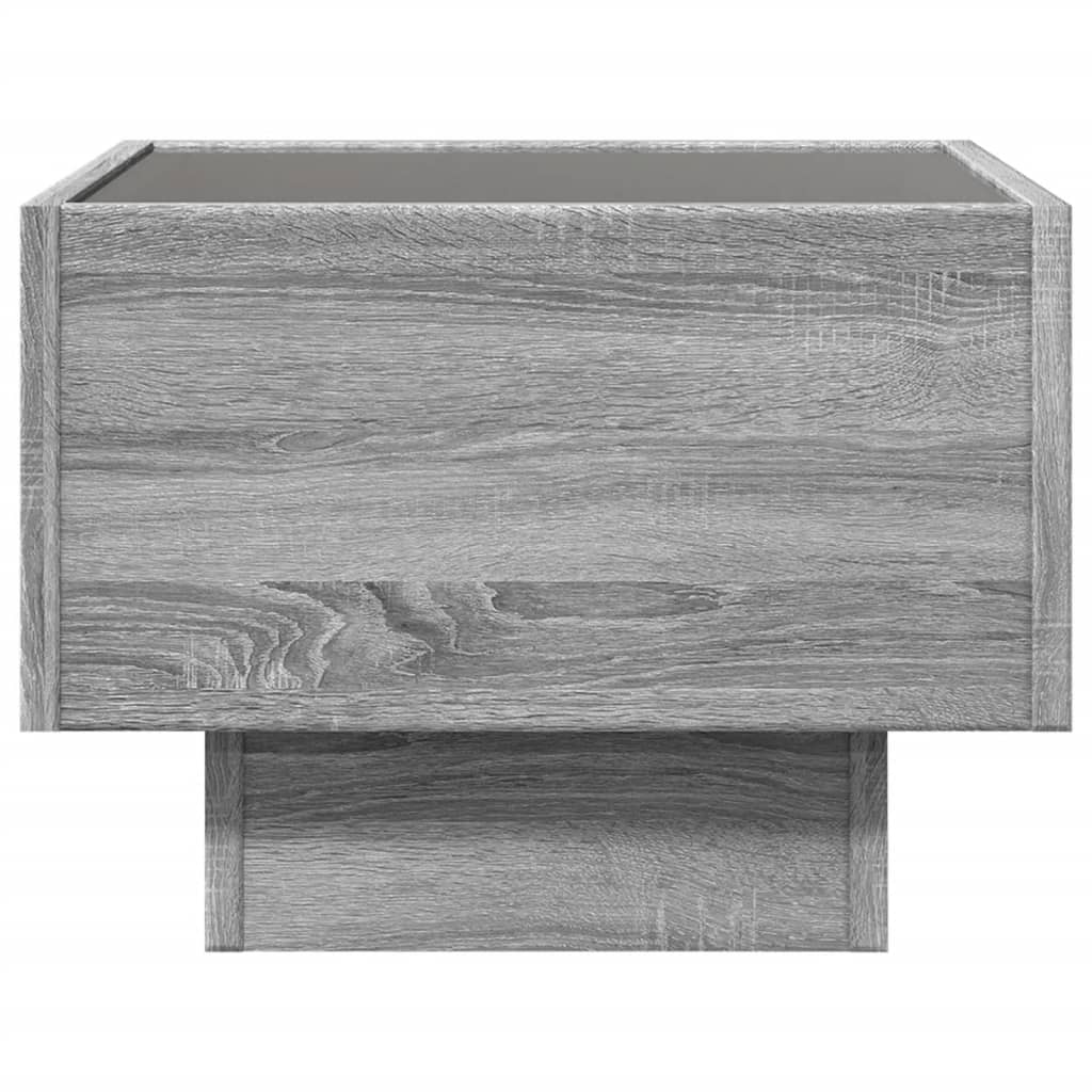 Side Table with LED Grey Sonoma 40x40x30 cm Engineered Wood