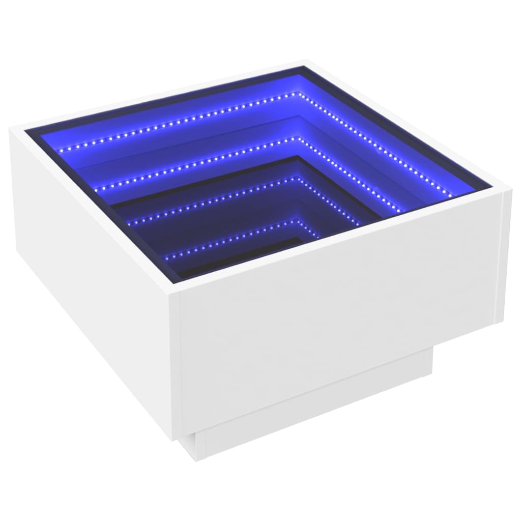 Coffee Table with LED White 50x50x30 cm Engineered Wood