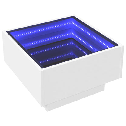 Coffee Table with LED White 50x50x30 cm Engineered Wood