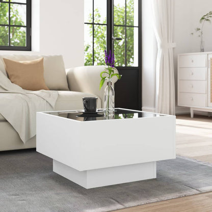 Coffee Table with LED White 50x50x30 cm Engineered Wood