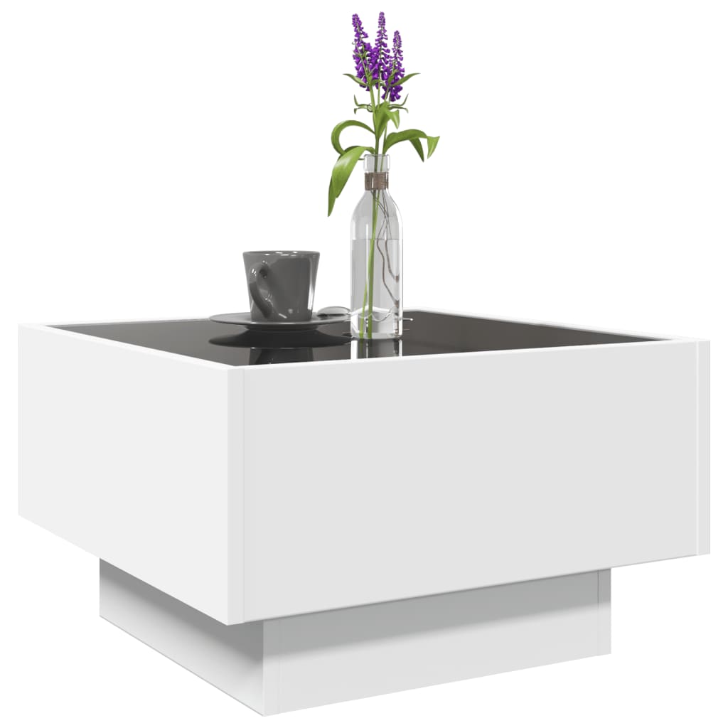 Coffee Table with LED White 50x50x30 cm Engineered Wood