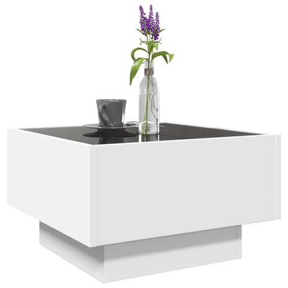 Coffee Table with LED White 50x50x30 cm Engineered Wood