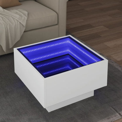 Coffee Table with LED White 50x50x30 cm Engineered Wood
