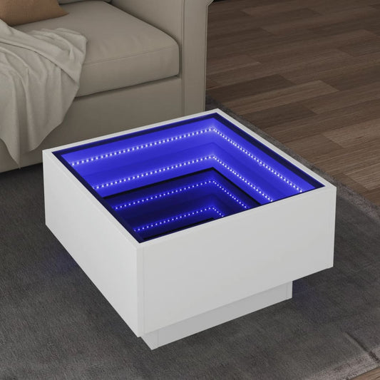 Coffee Table with LED White 50x50x30 cm Engineered Wood