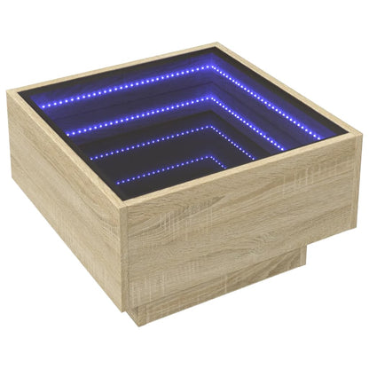 Coffee Table with LED Sonoma Oak 50x50x30 cm Engineered Wood