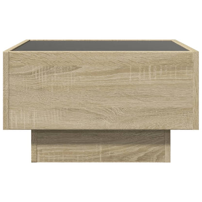 Coffee Table with LED Sonoma Oak 50x50x30 cm Engineered Wood