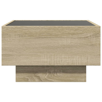 Coffee Table with LED Sonoma Oak 50x50x30 cm Engineered Wood