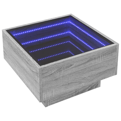 Coffee Table with LED Grey Sonoma 50x50x30 cm Engineered Wood