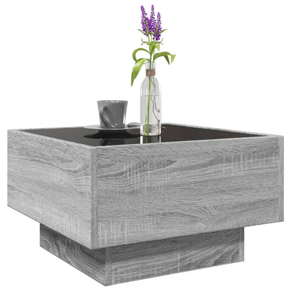 Coffee Table with LED Grey Sonoma 50x50x30 cm Engineered Wood