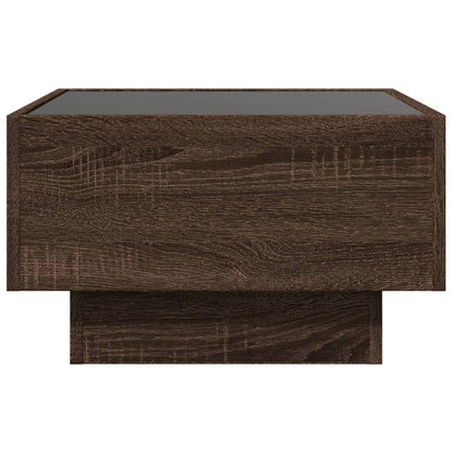Coffee Table with LED Brown Oak 50x50x30 cm Engineered Wood