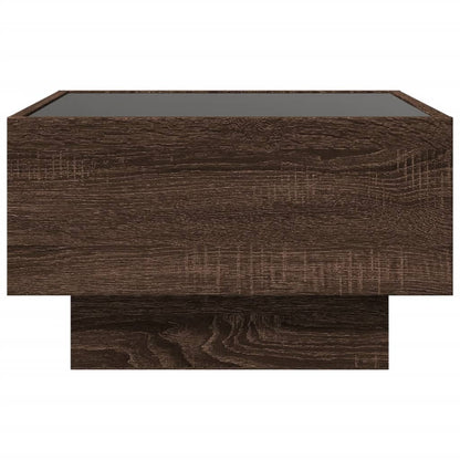 Coffee Table with LED Brown Oak 50x50x30 cm Engineered Wood