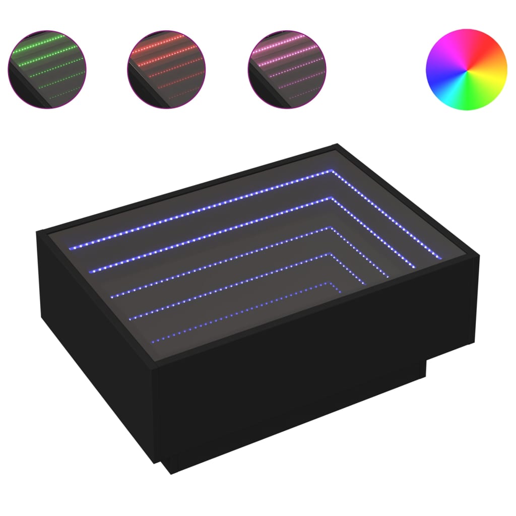 Coffee Table with LED Black 70x50x30 cm Engineered Wood