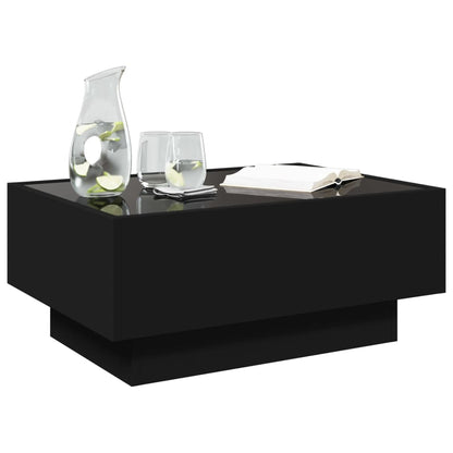 Coffee Table with LED Black 70x50x30 cm Engineered Wood
