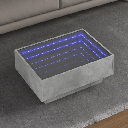 Coffee Table with LED Concrete Grey 70x50x30 cm Engineered Wood