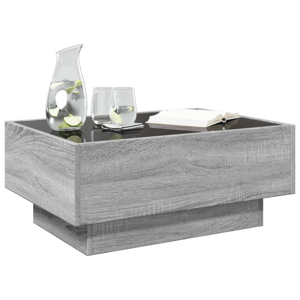 Coffee Table with LED Grey Sonoma 70x50x30 cm Engineered Wood