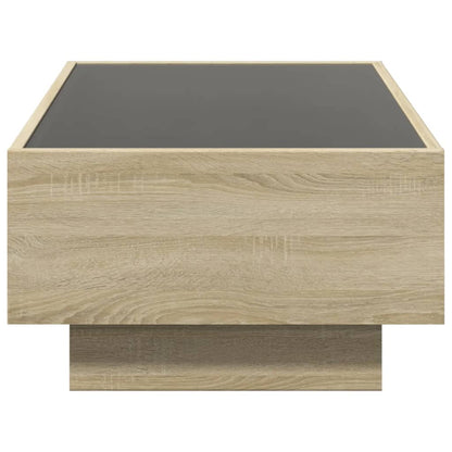 Coffee Table with LED Sonoma Oak 90x50x30 cm Engineered Wood