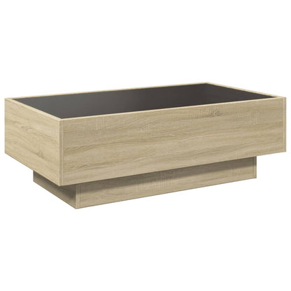 Coffee Table with LED Sonoma Oak 90x50x30 cm Engineered Wood