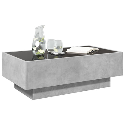 Coffee Table with LED Concrete Grey 90x50x30 cm Engineered Wood