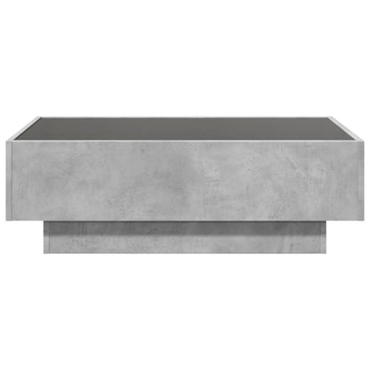Coffee Table with LED Concrete Grey 90x50x30 cm Engineered Wood