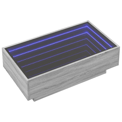Coffee Table with LED Grey Sonoma 90x50x30 cm Engineered Wood