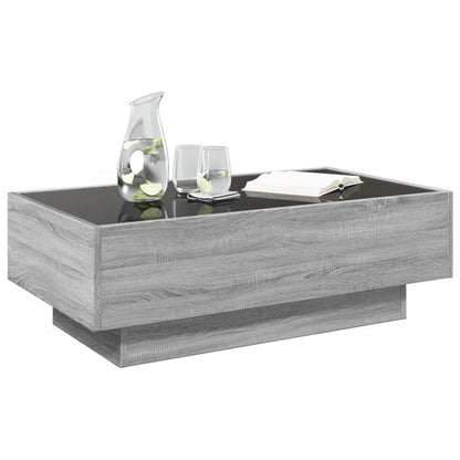 Coffee Table with LED Grey Sonoma 90x50x30 cm Engineered Wood