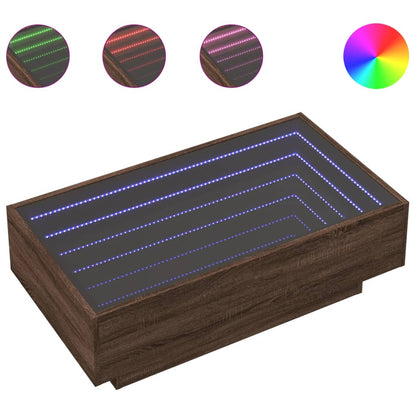 Coffee Table with LED Brown Oak 90x50x30 cm Engineered Wood
