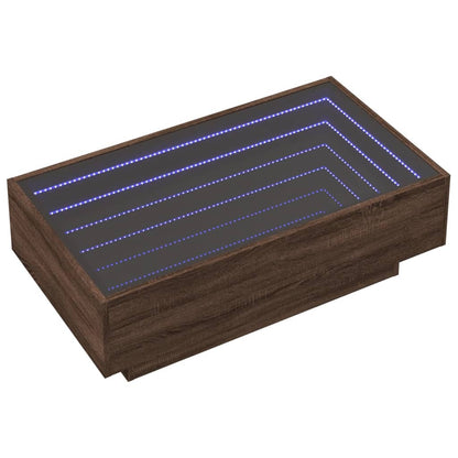 Coffee Table with LED Brown Oak 90x50x30 cm Engineered Wood