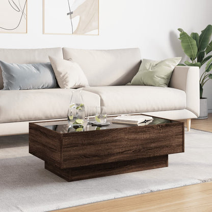 Coffee Table with LED Brown Oak 90x50x30 cm Engineered Wood