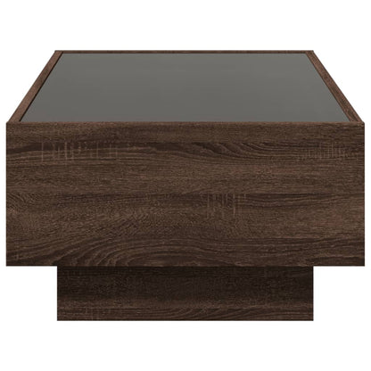 Coffee Table with LED Brown Oak 90x50x30 cm Engineered Wood