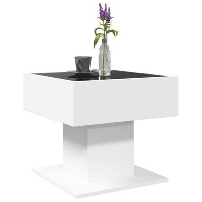 Coffee Table with LED White 50x50x45 cm Engineered Wood