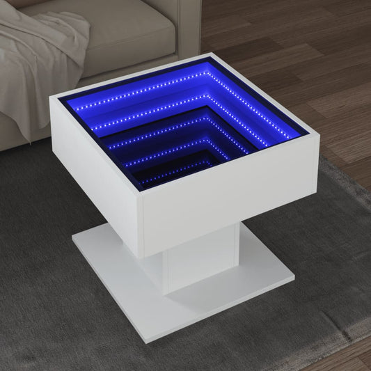 Coffee Table with LED White 50x50x45 cm Engineered Wood