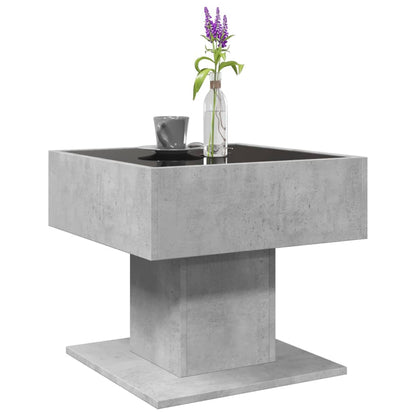 Coffee Table with LED Concrete Grey 50x50x45 cm Engineered Wood