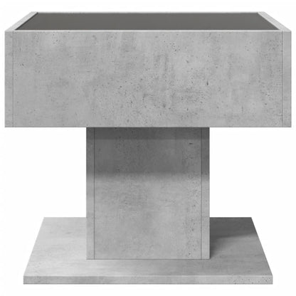 Coffee Table with LED Concrete Grey 50x50x45 cm Engineered Wood